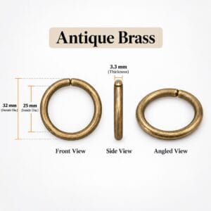Antique brass 25 mm O ring, non-welded Y7462