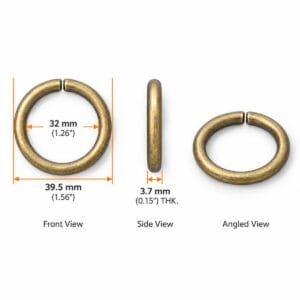 Antique brass 32 mm O ring, non-welded Y7462 size chart