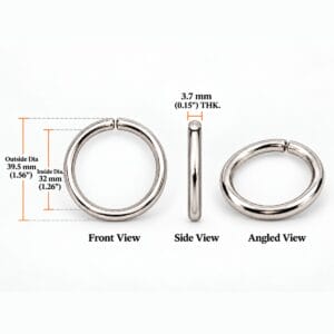 Nickel 32 mm O ring, non-welded Y7462 size chart