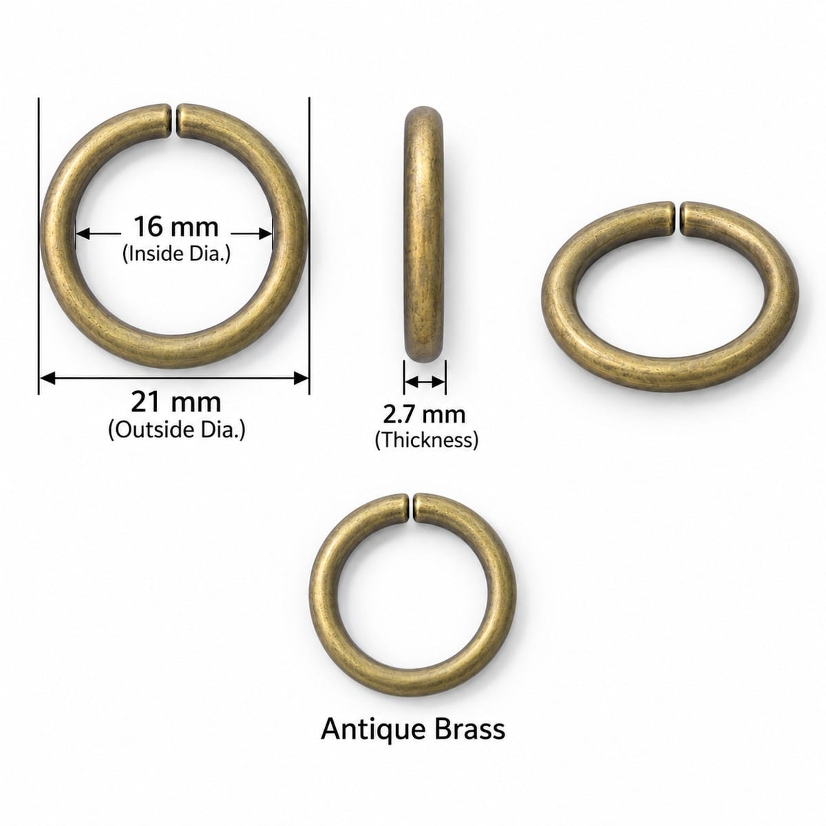 16 mm O ring size chart 16 mm O ring size chart – Y7462 non-welded antique brass, inside and outside diameter