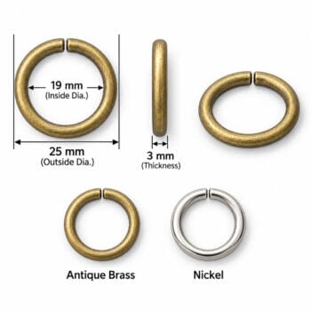 19 mm O ring size chart – Y7462 non-welded, inside and outside diameter