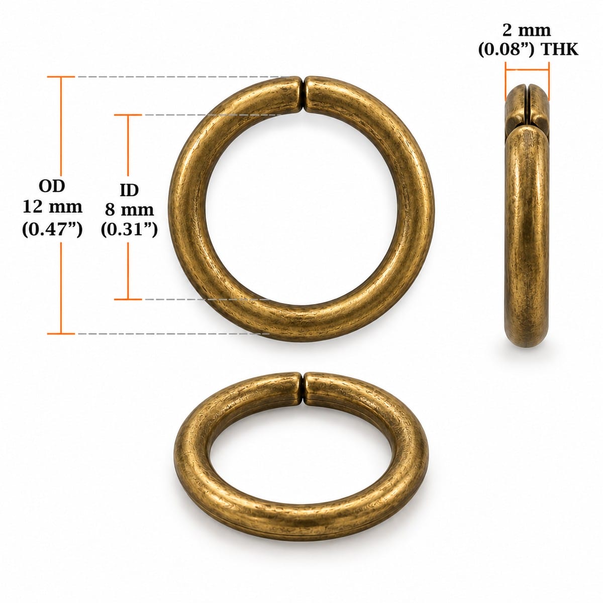 8 mm O ring size chart 8 mm O ring size chart – Y7462 non-welded antique brass, inside and outside diameter