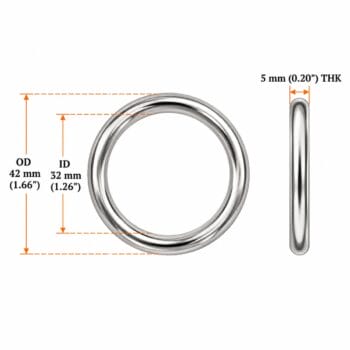 32 mm welded o ring size chart – Y7462 heavy duty nickel, 32 mm inside, 42 mm outside, 5 mm wire
