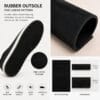 rubber outsole 4.5-6.5mm Close-up of a black rubber outsole with fine linear texture, highlighting traction and durability for shoes.