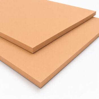 Two overlapping kraft cardboard sheets stacked on a white background, showing folded edges and clean corners.