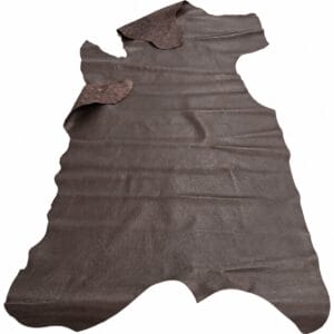 Brown Sierra crosshatch embossed cow leather, full side laid flat