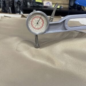 Soft Pearlized Goatskin 2.5 oz Thickness 1 mm Thickness gauge reading 1 mm on soft pearlized goatskin leather