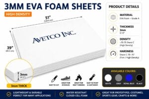 3MM Eva foam thickness 0.12″ | 3mm E700 High Density EVA Foam Sheets – 70-75 Shore C – 2 or 6 pk