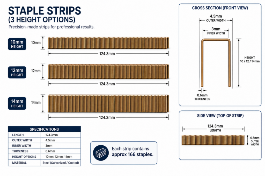 stanox staples illustration STANOX Fine-Wire Staples 10/12/14 mm – 9,400 ct