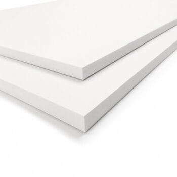 Three white foam boards stacked at a slight diagonal on a white background.