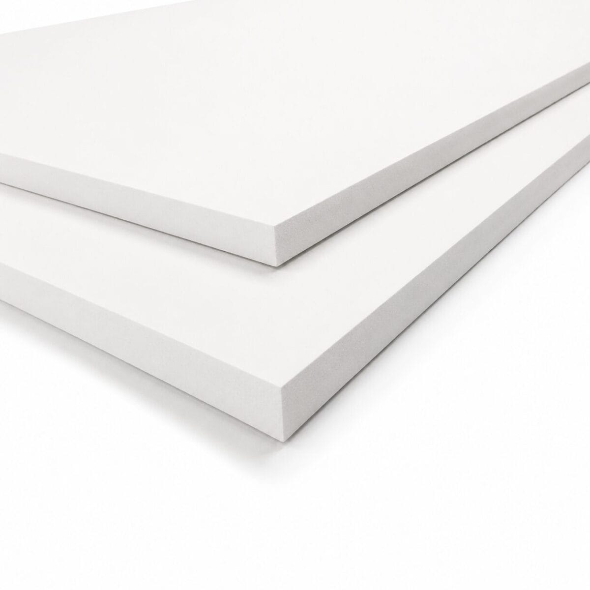 Three white foam boards stacked at a slight diagonal on a white background.