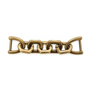 Brushed Antique Brass Y1691 chain strap connector, a 5-link chain with D-ring ends