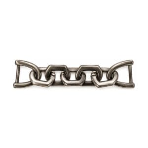 Brushed Pewter Y1691 chain strap connector, a 5-link chain with D-ring ends