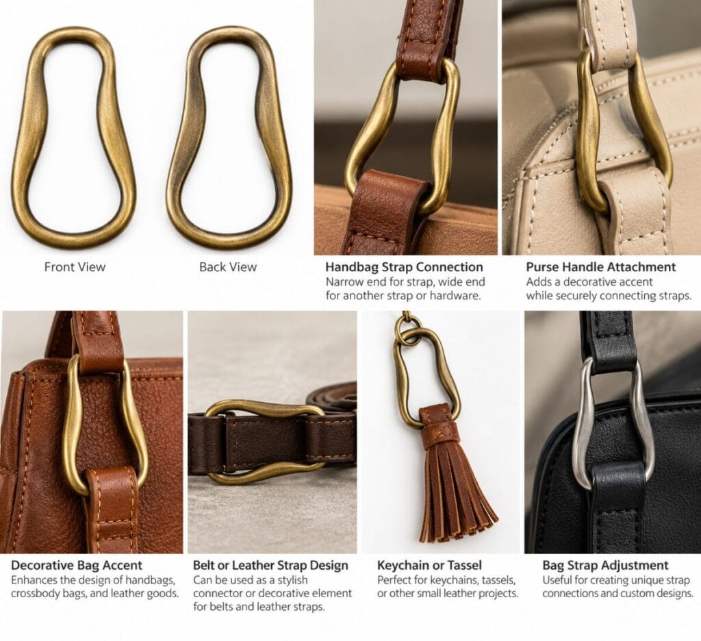 Y021 tear drop loop uses Y021 tear drop loop uses – handbag handles, strap connections and belt hardware