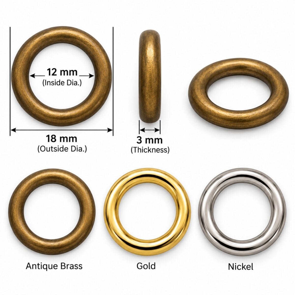 12 mm solid O ring size chart 12 mm solid O ring size chart – Y7464, inside and outside diameter