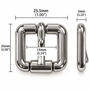 Y6400 15 mm roller buckle size chart with dimensions