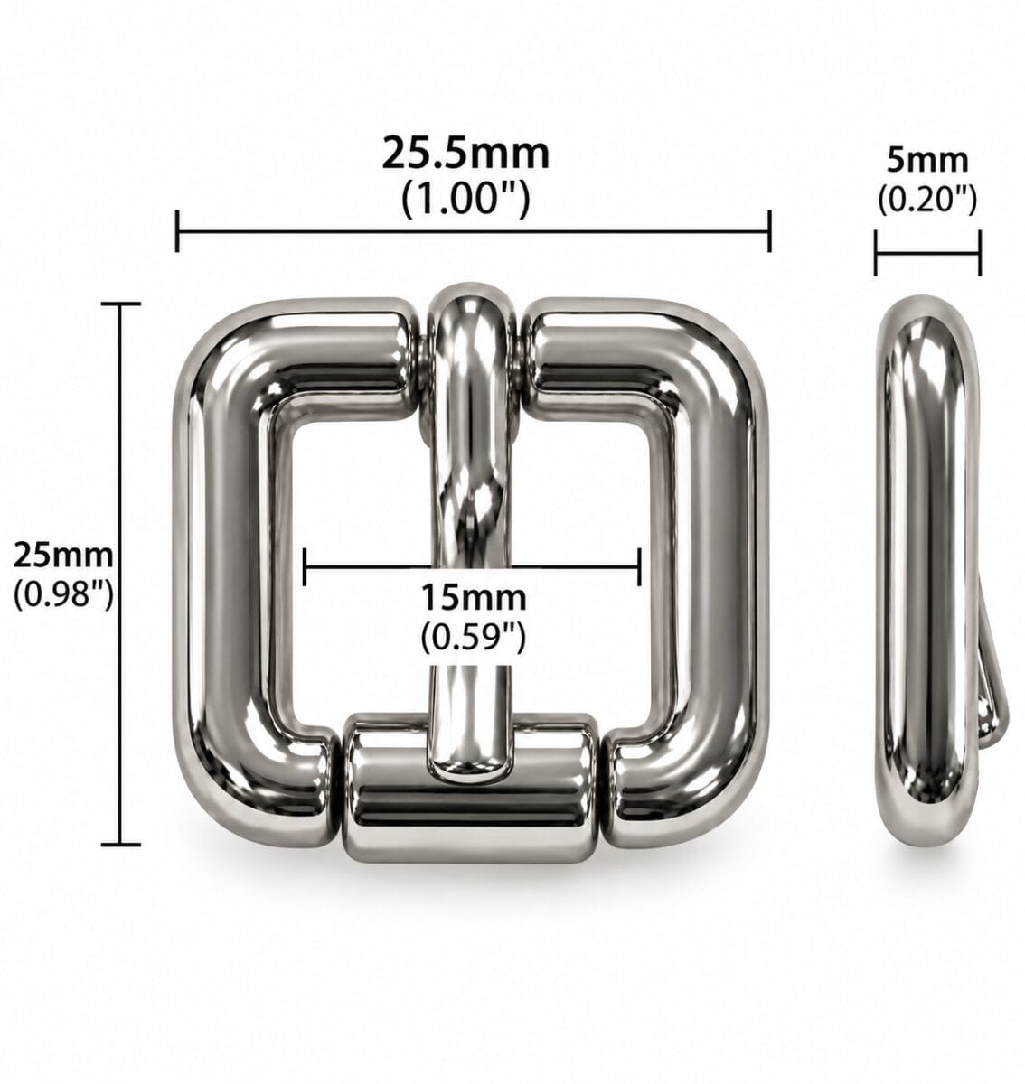 Y6400 15 mm roller buckle size chart Y6400 15 mm roller buckle size chart with dimensions