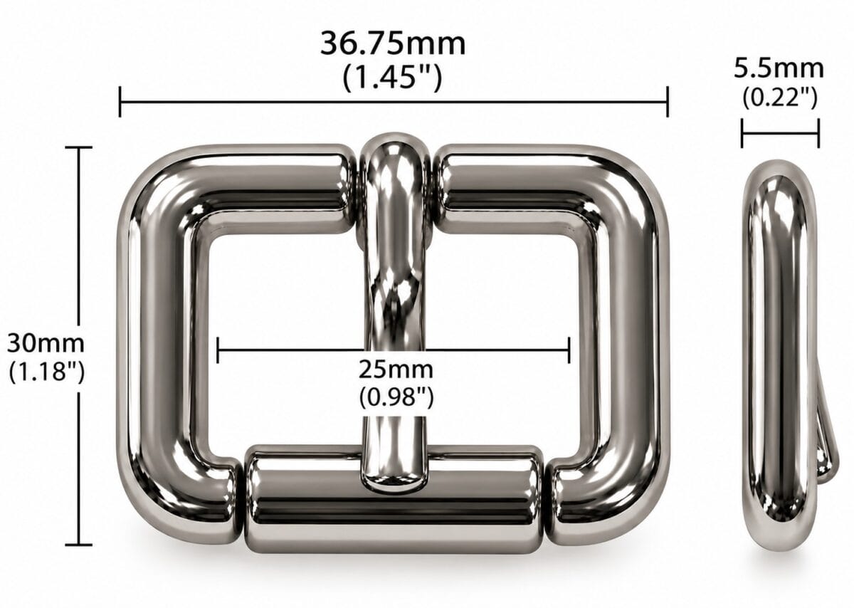 Y6400 25 mm roller buckle size chart Y6400 25 mm roller buckle size chart with dimensions
